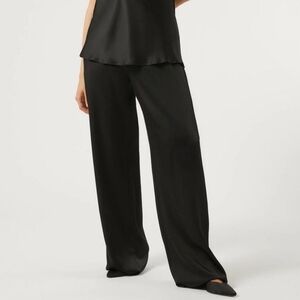 MARINA RINALDI Black Satin Wide Leg High Waisted Women's Pants Size 18 Brand New